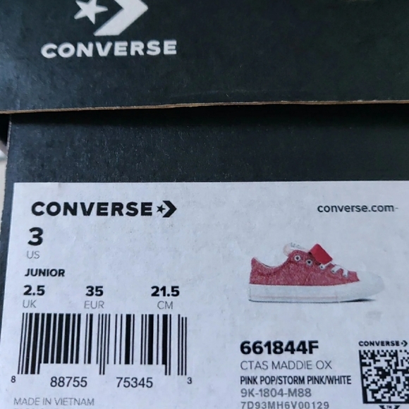 Converse CTAS Maddie ox big girl size 3 color pink  pop/storm - Picture 3 of 6